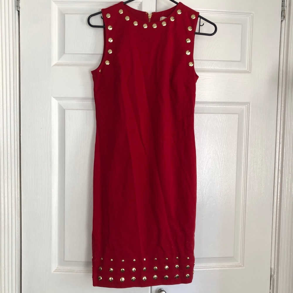 NWOT Michael Kors Red Gold Studded Dress✨